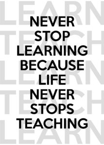 never stop learning white