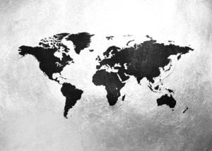 World Map Silver Motivational Wall Art