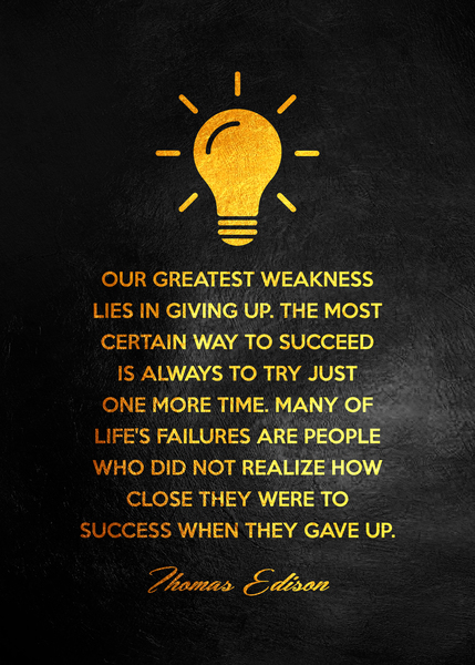 Thomas Edison Light Bulb Quote Motivational Wall Art by ABConcepts