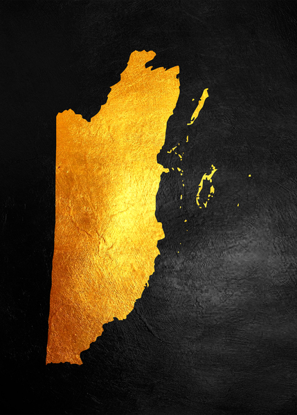Belize Gold Map Wall Art Digital Download