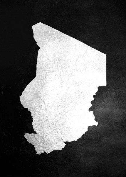 Chad Silver Map Wall Art Digital Download