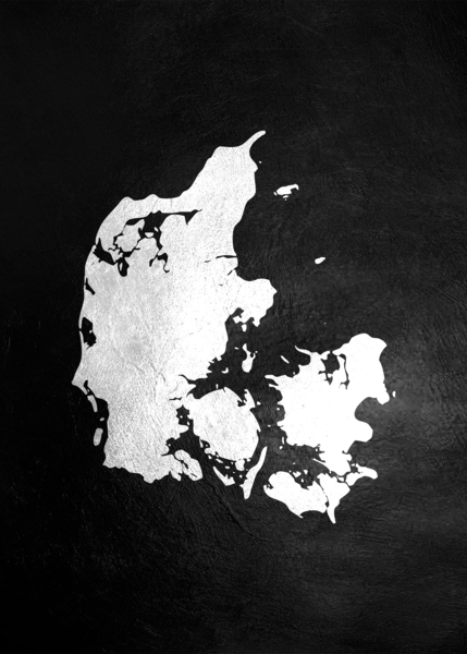 Denmark Silver Map Wall Art Digital Download