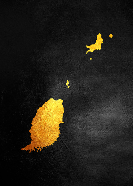 Grenada Gold Map Wall Art Digital Download
