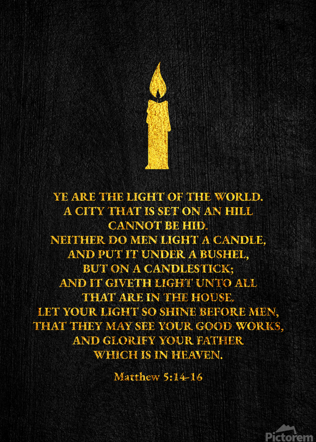 Matthew 5:14-16 Bible Verse Wall Art gold by ABConcepts Wall Art