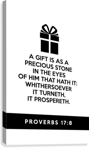 Proverbs 17 8 white Canvas Print