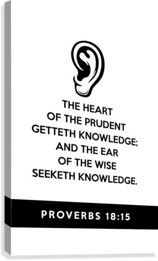 Proverbs 18 15 white Canvas Print