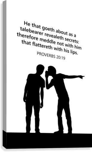 Proverbs 20 19 white Canvas Print