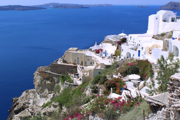 Colourful Santorini Landscape  by Bentivoglio Photography