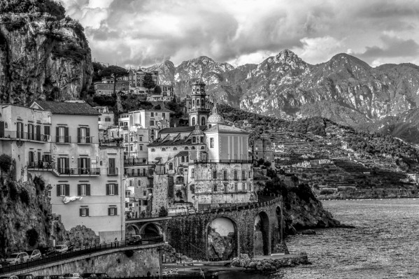 Black and White Landscape - Amalfi Coast - Italy by Bentivoglio Photography