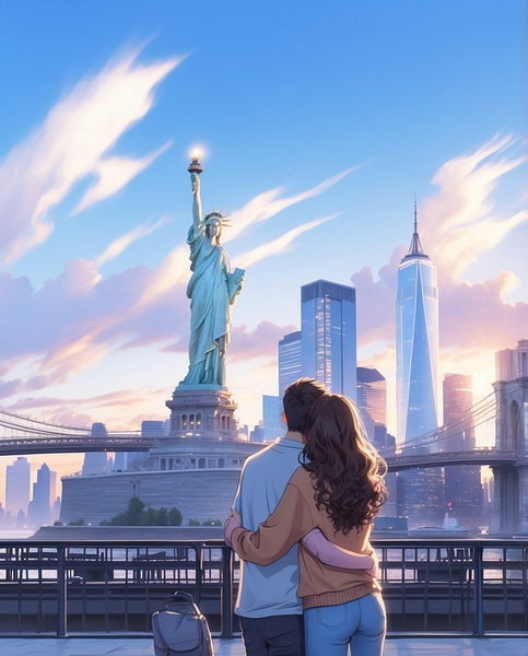 Couple in New York illustration Print