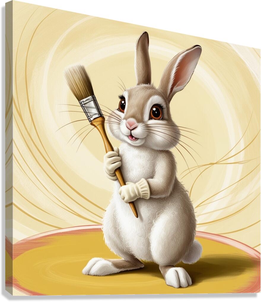 Whimsical Rabbit illustration Canvas Print