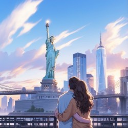 Couple in New York illustration