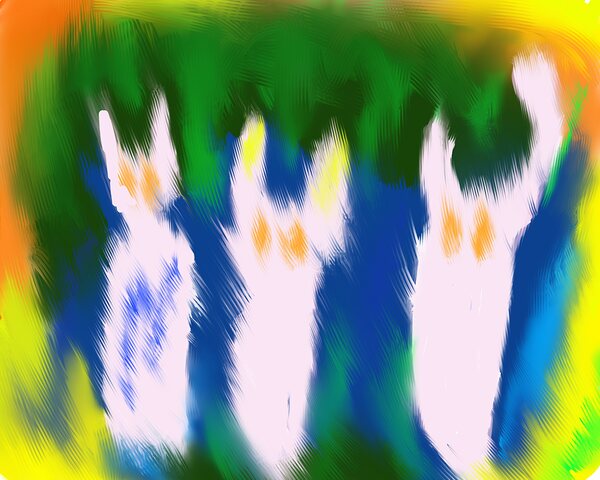 Colourful alien rabbits by A R G