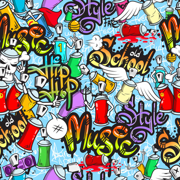 Graffiti Characters Seamless Patterns Print
