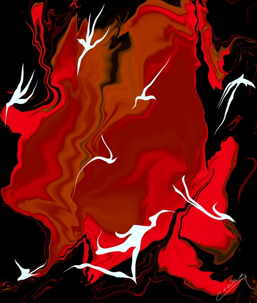 Enchanting Inferno - Abstract Art Print  by Corina Ioana