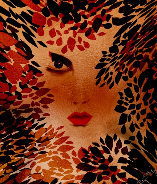 Golden Veil of Enigma - Modern Art Print  by Corina Ioana