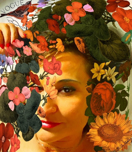 Retro Glamour – Vintage Self-Portrait Art Print  by Corina Ioana