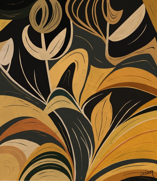 Golden Tango - Abstract Dance Art Print by Corina Ioana