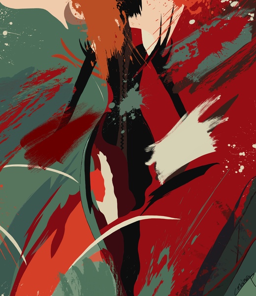 Silhouette in Colors - Modern Art Print by Corina Ioana