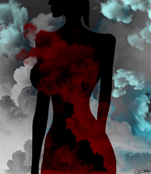 Naked Visions in Dreamscapes - Silhouette Art Print Print