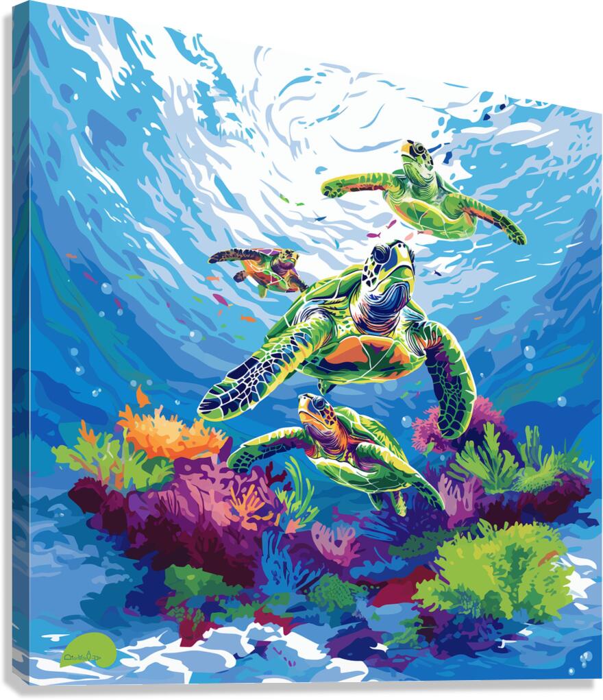 Sea Turtle Tango Canvas Print