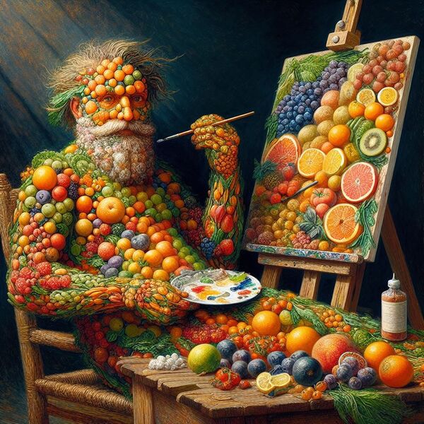 Wise Fruit Man by sebastien syssau