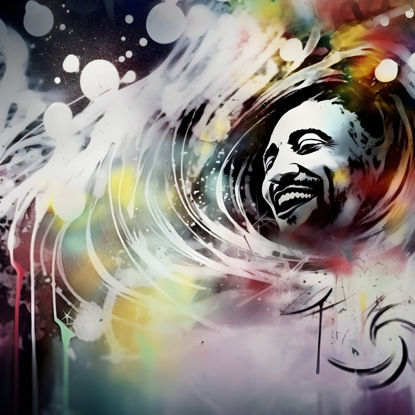 White Graffiti Reggae Print