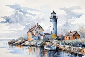 Lighthouse by the Sea - GIA2401-0370-WAT