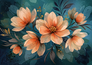 Peach Blooms with Golden Accents - GIA2501-0450-ILU