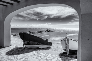 Title: Boats Resting in Black and White - CR2103-4850-BW