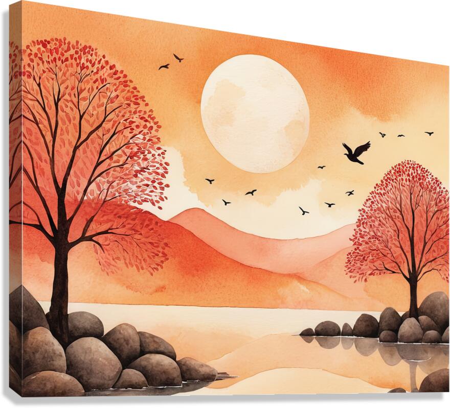 Japanese Watercolor Autumn Sun   GIA2501 0436 ILU Canvas Print