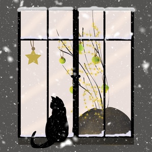 Cat Window Snow