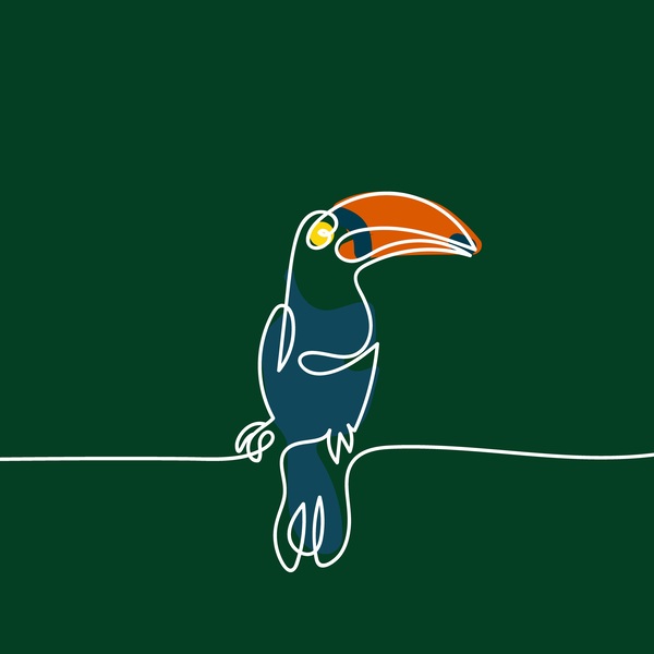 Drawing Line Easy bird Print