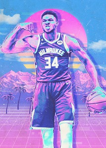 Retro Giannis Antetokounmpo Poster