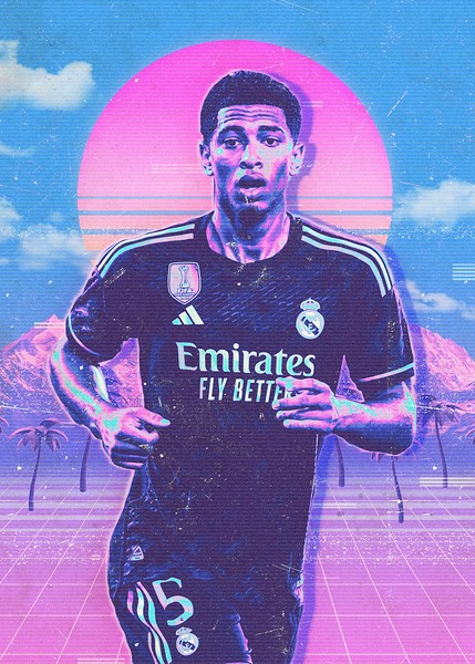 Retro Jude Bellingham Poster Print