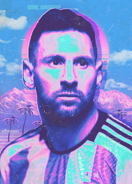 Messi Retro Poster Print