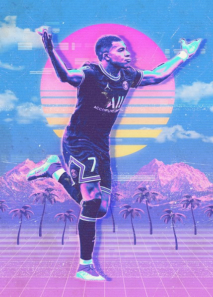 Retro Kylian Mbappe Poster Print