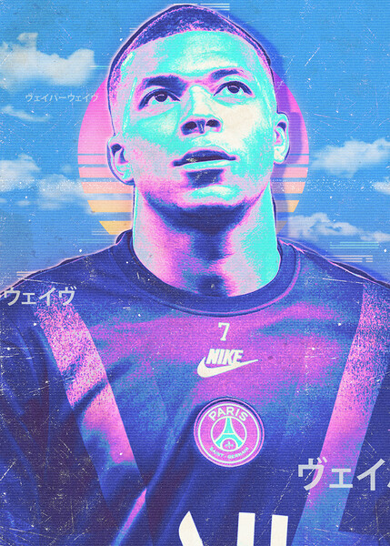 Kylian Mbappe Retro Poster Print