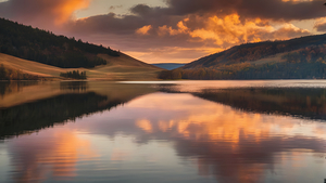Sunset on Lake stunning natural view  landscape 