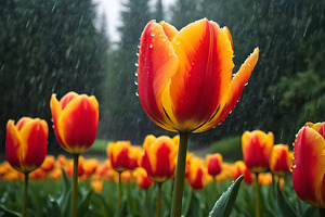 Clous-UP Beautiful Red and Yellow Tulips 