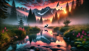 A breathtaking mountain landscape at sunrise