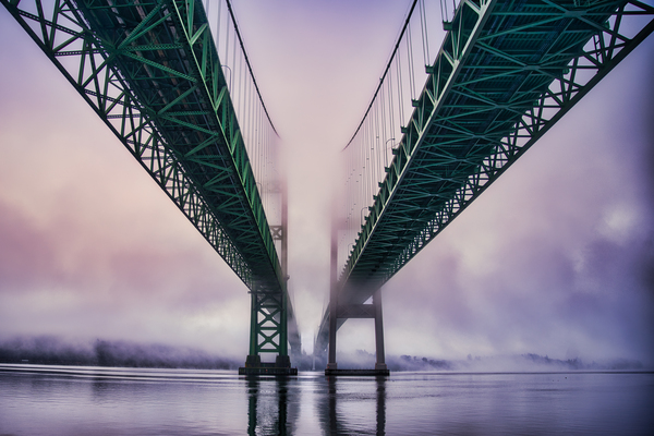 Tacoma Narrows foggy morning by Charles Senn