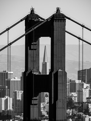 Threading the Needle - Golden Gate Bridge in Black and White