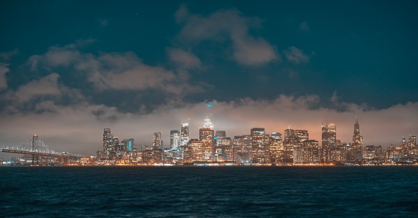 Cloudy San Francisco Night Skyline by David Yoon