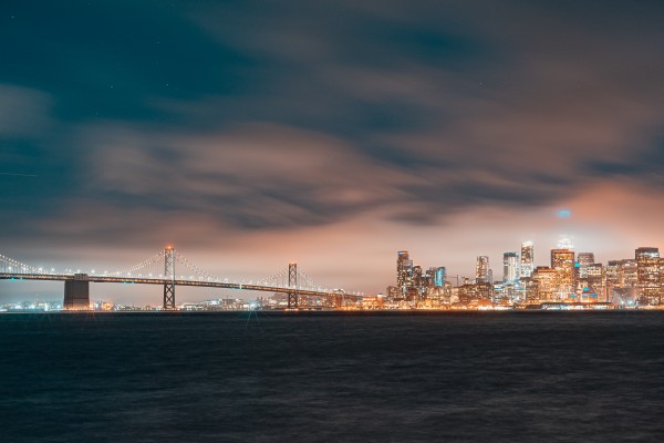 Cloudy San Francisco Night Skyline by David Yoon