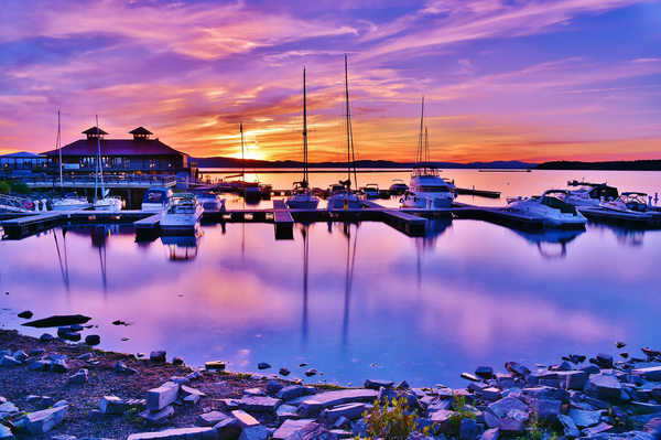 Reflections over Lake Champlain Vermont  Print