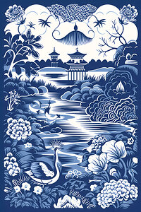 White & Blue Willow Art