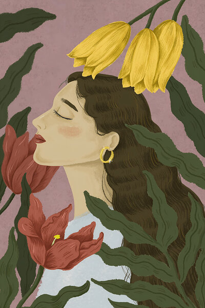 Beautiful Woman Surrounded by Nature by Balaram Giri