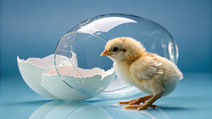 Transparency of the Egg: A Clear View of the Chicken Embryo in a Stunning Blue Environment