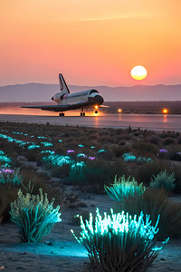 Galactic Discovery: Spaceship Lands on a Luminous Alien Planet